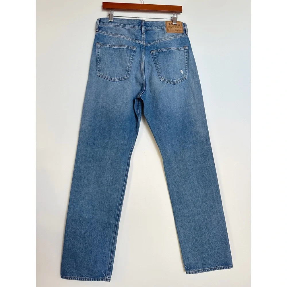 XSOLDX Polo by Ralph Lauren High Rise Relaxed Straight Jeans in Lebec Wash - Picture 3 of 14